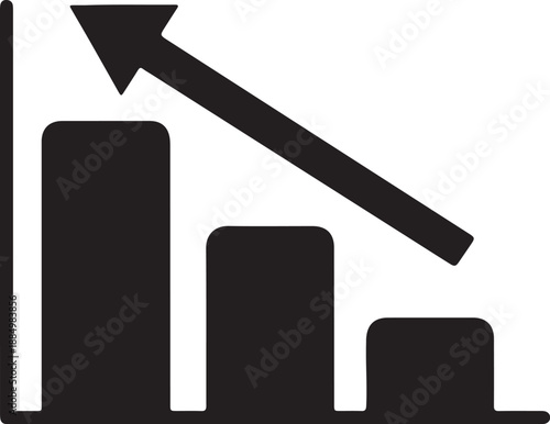 Declining bar graph illustration showing downward trend in data and statistics