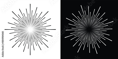 Abstract background with lines in circle. Art design spiral as logo or icon. A black figure on a white background and an equally white figure on the black side.