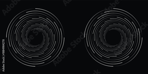 Abstract background with lines in circle. Art design spiral as logo or icon. A black figure on a white background and an equally white figure on the black side.