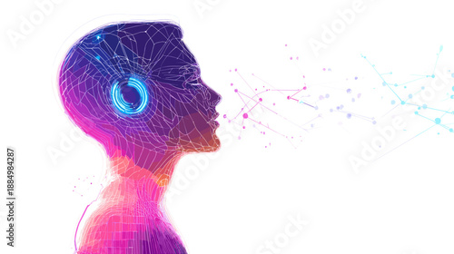 Man with Digital Brain and Eye.