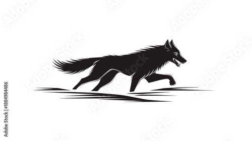 Running Dog Silhouette Vector Illustration.