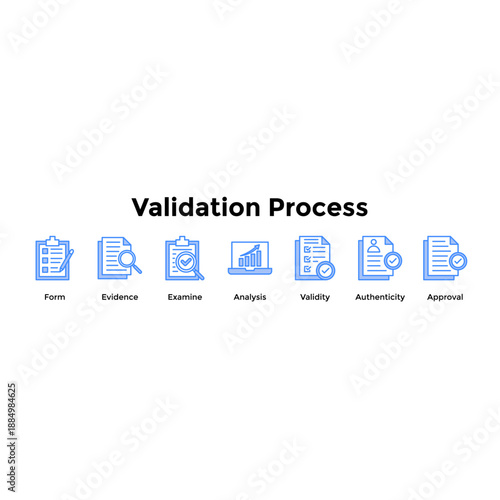 Validation Process Banner Web Icon Vector Illustration Concept For Form, Evidence, Examine, Analysis, Validity, Authenticity, Approval
