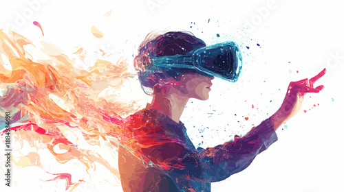 Woman Experiencing Virtual Reality Technology.