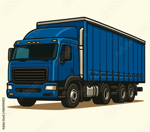 Blue Cargo Truck for Freight and Logistics Transportation Illustration