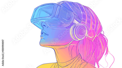 Woman Wearing Virtual Reality Headset Closeup 1.