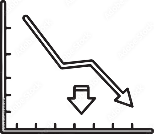 Line graph showing a downward trend with an arrow indicating decline
