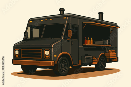 Street Food Truck Mobile Restaurant Vehicle Illustration