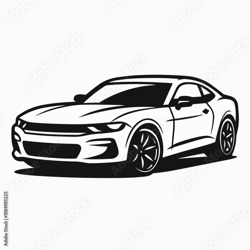Sports Sedan Car Line Art Vector Illustration