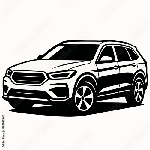 Modern SUV Car Line Art Illustration