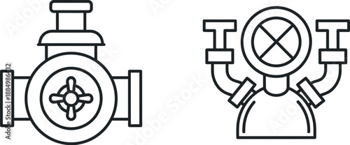 Industrial valves illustration for pipeline control