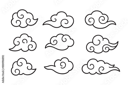 ancient chinese cloud outline drawing