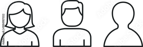 Simple line icons representing three people