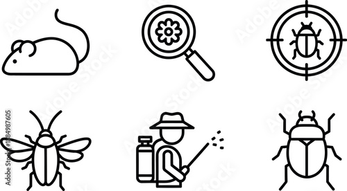 Pest control icons set for infestation management