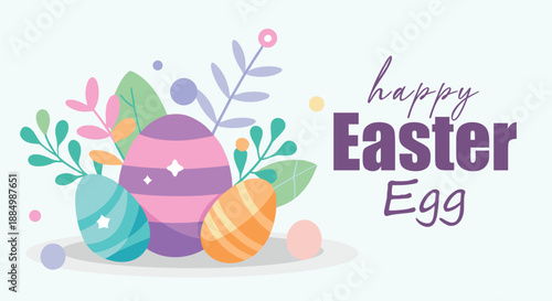 Happy easter egg illustration with colorful decorations