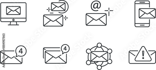 Collection of simple email icons for web and mobile applications