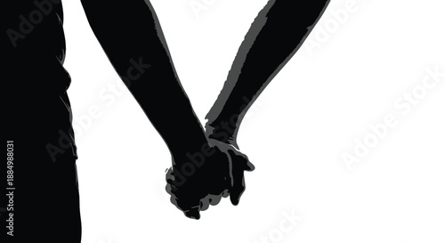 Silhouette of two people holding hands in a gesture of support or friendship