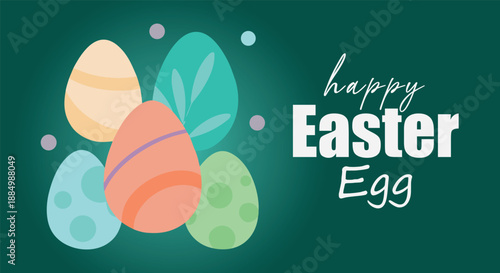 Happy easter egg illustration with colorful eggs and festive dots