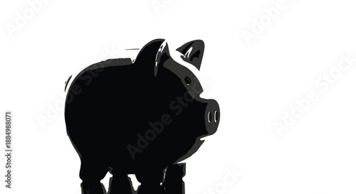 Black piggy bank silhouette on for saving money