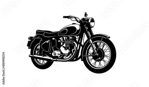 Retro motorcycle black silhouette vector illustration vintage motorbike design
