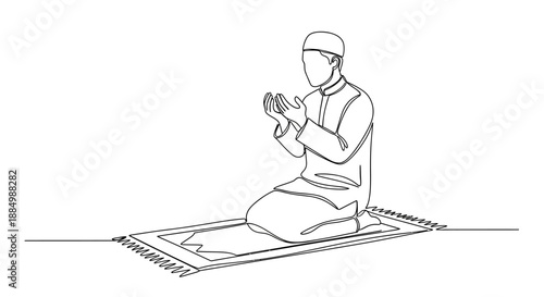 A serene and peaceful illustration of a man in prayer, conveying devotion and spirituality