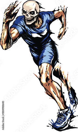 Dynamic Skeleton Runner Sprinting in Athletic Motion Illustration