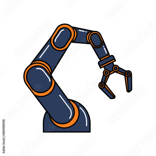 Industrial robot arm vector illustration in a factory setting