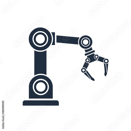 Industrial robot arm in vector illustration on a modern manufacturing setting