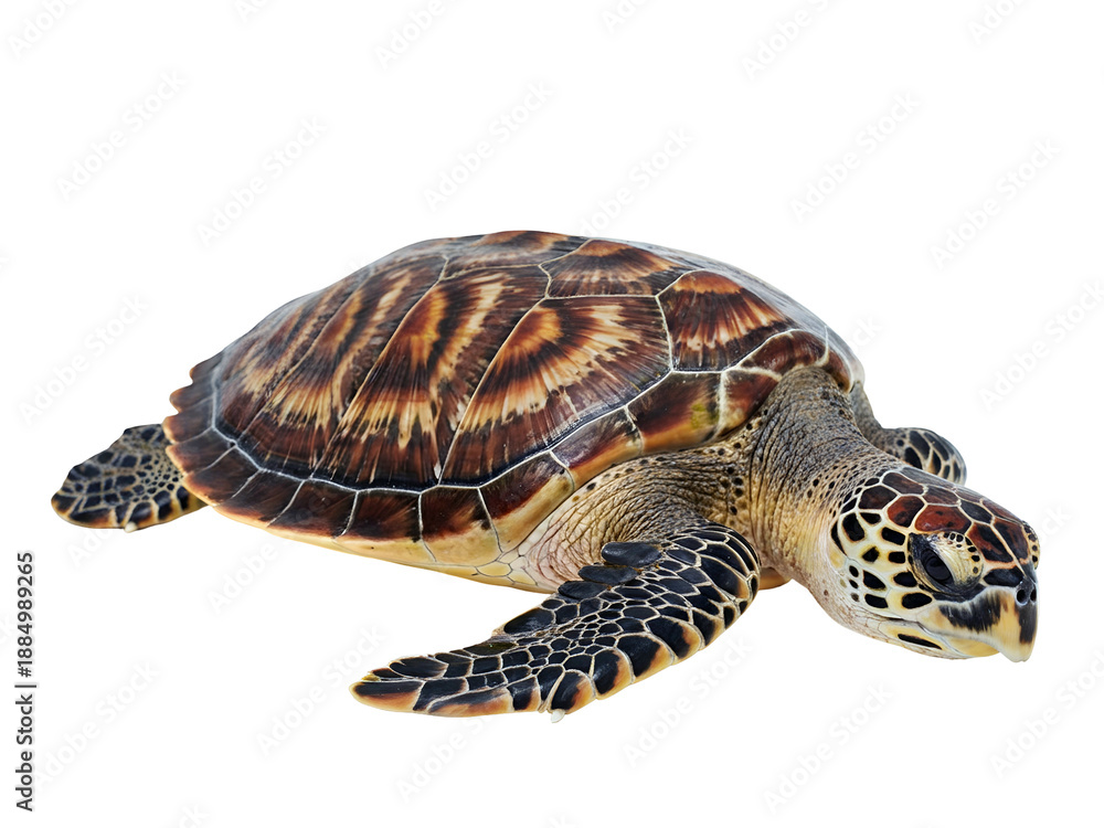 Fototapeta premium Hawksbill turtle shell isolated on a clear background viewed from the side