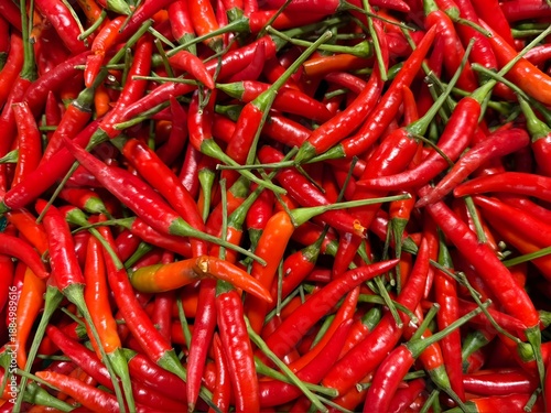 Fotografija Fresh Red Chili Peppers Full Frame Background