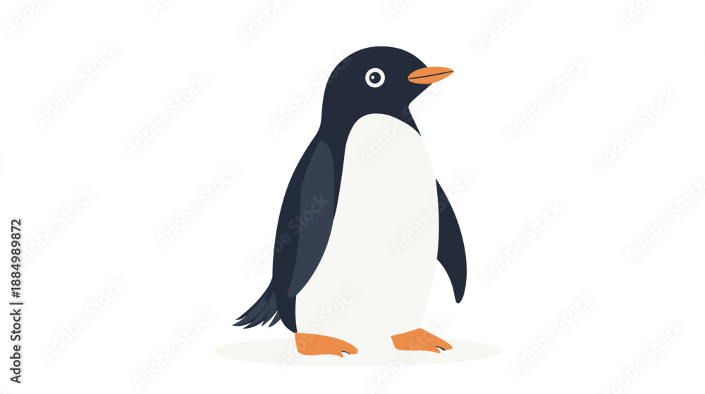 Αυτοκόλλητο Cartoon Penguin Standing on White Background.