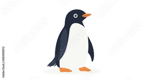 Cartoon Penguin Standing on White Background.