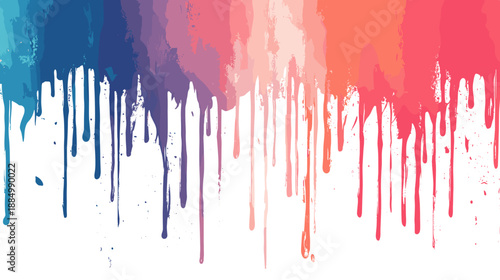 Colorful Paint Dripping Down White Surface.