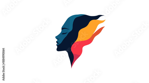 Colorful Silhouette of Human Head Profile.