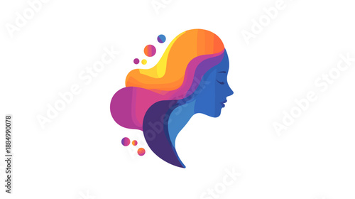 Colorful Silhouette of a Womans Head.