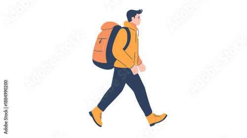 Man Walking with Backpack Illustration.