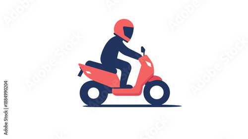 Motorcycle Courier Rider Delivering Packages Fast.