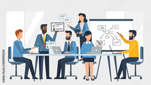 Business Professionals Discussing Project in Meeting Room.