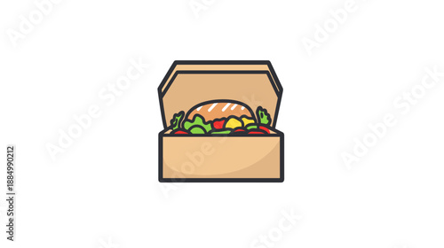 Open Pizza Box with Pizza Inside.