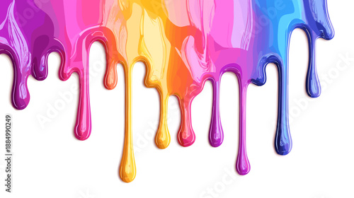Rainbow Colored Liquid Dripping Downward.