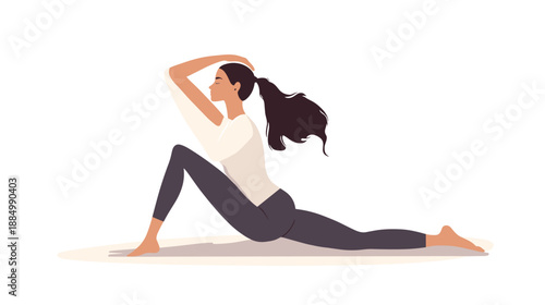 Woman Practicing Yoga Pose Illustration.