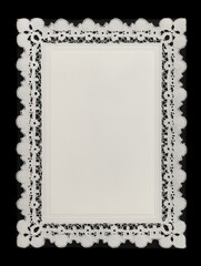 Blank Lace Doily Frame On Black Background