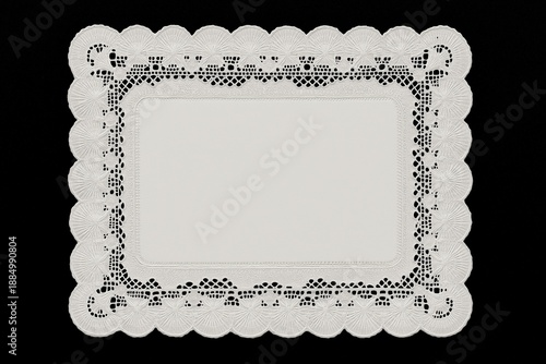 Elegant White Lace Doily On Black Background