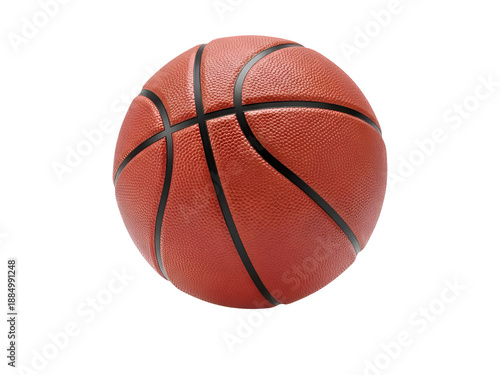 Classic Orange Basketball on White On White Background, Isolated on Transparent Background 