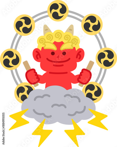 赤鬼の雷様のアイコンのイラスト