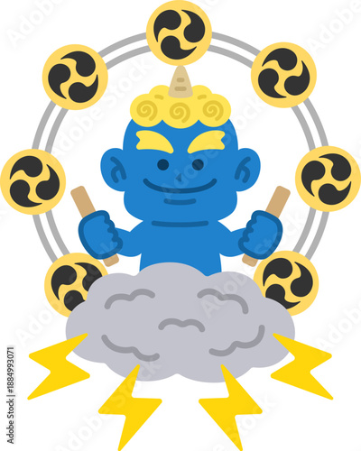 青鬼の雷様のアイコンのイラスト