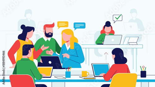 Team Collaboration Office Workspace Meeting Scene.