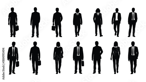 Silhouettes of business people isolated on white background, Vector