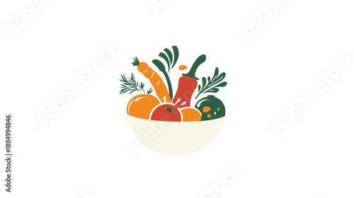 Colorful Fruits and Vegetables in Bowl.