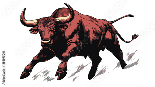 Red Bull Running with Horns.