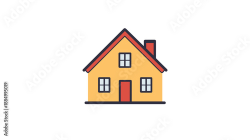 Simple Yellow House with Red Roof.